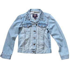 Rock and Republic Hitchiker Denim Jean Jacket Studded XS Grunge Rocker